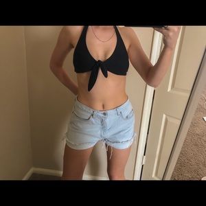 Vintage light-washed GUESS denim shorts